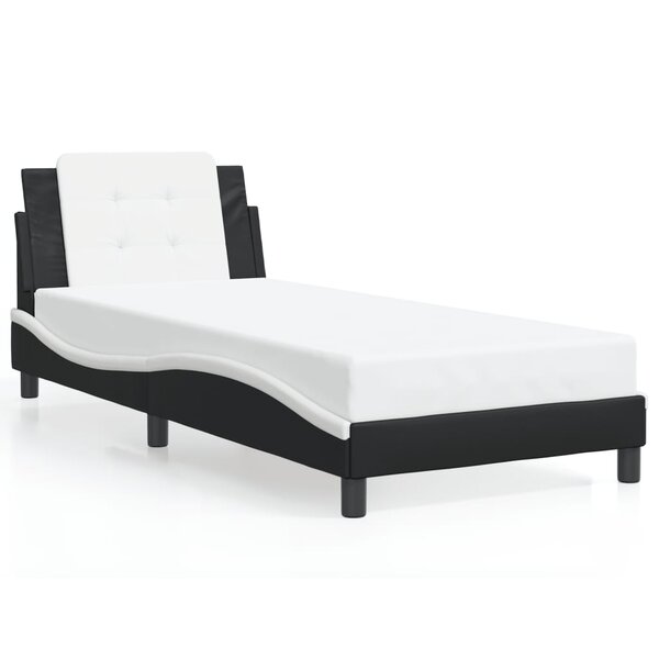 vidaXL Cadre de lit sans matelas Zadar noir et blanc 90x190 cm similicuir