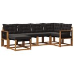vidaXL Ensemble de canapés d'extérieur 6 pc Naturel et noir