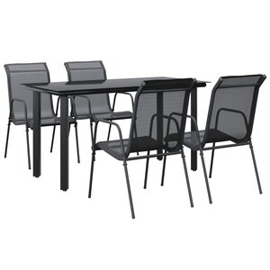vidaXL Ensemble à manger de jardin 5 Pièces noir textilène et acier