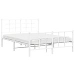 vidaXL Cadre de lit métal avec tête de lit/pied de lit blanc 135x190cm