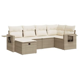 vidaXL Salon de jardin avec coussins 6 Pièces beige résine tressée