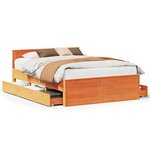 vidaXL Cadre de lit sans matelas avec tête de lit brun cire 140x190 cm