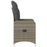 vidaXL Chaise inclinable de jardin avec coussins gris résine tressée