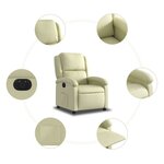 vidaXL Fauteuil inclinable électrique crème cuir véritable