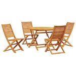 Ensemble de salle à manger de jardin 5 pièces en bois d'acacia