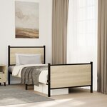 vidaXL Cadre de lit en métal sans matelas chêne sonoma 90x190 cm