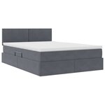 vidaXL Lit de rangement LED avec matelas Gris foncé 140 x 200 cm