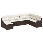 Ensemble de canapé de jardin vidaXL 8 pièces avec coussins marron en poly rotin