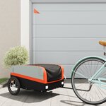 vidaXL Remorque de vélo noir et orange 45 kg fer
