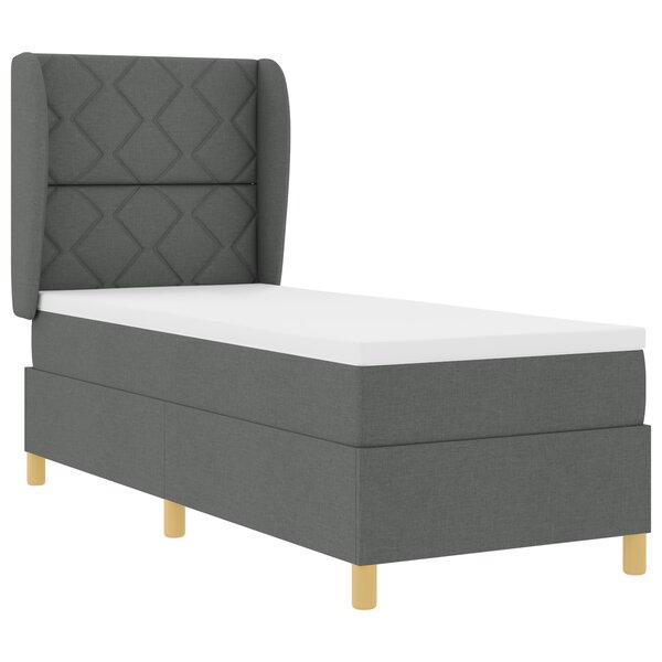 vidaXL Lit À Ressorts avec Matelas Gris Foncé 80x200 cm Tissu