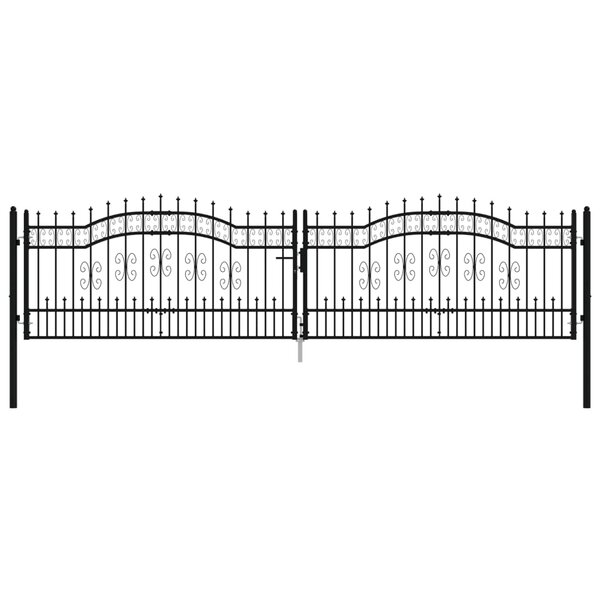 vidaXL Portail et sommet de lance Noir 406x151 cm Acier enduit poudre