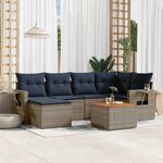 vidaXL Salon de jardin 7 Pièces avec coussins gris résine tressée