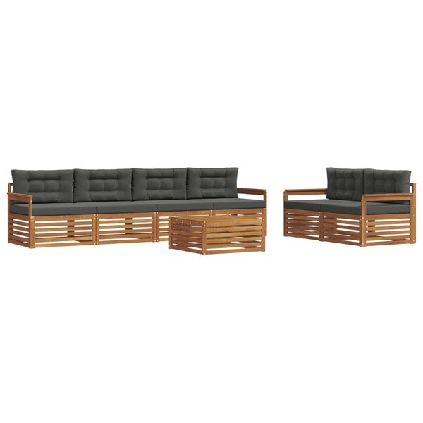 vidaXL Ensemble de canapés d'extérieur 7 pc Naturel et Anthracite