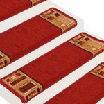 vidaXL Tapis d'escalier autocollants 15 Pièces 65x21x4 cm Rouge