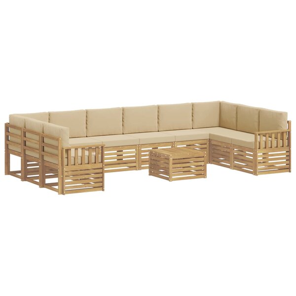 vidaXL Ensemble de canapés d'extérieur 8 pc Blanc et Beige Polyester