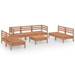 Salon de jardin meuble d'extérieur ensemble de mobilier 8 pièces marron miel bois de pin massif 02_0017866