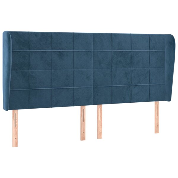 vidaXL Tête de lit avec oreilles Bleu foncé 203x23x118/128 cm Velours