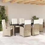 vidaXL Ensemble de salle à manger pour jardin 7 Pièces Beige polyrotin