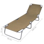vidaXL Chaise longue pliable avec dossier réglable Taupe