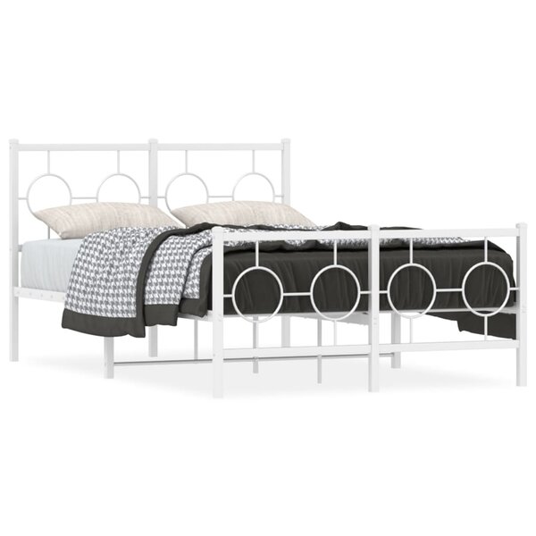 vidaXL Cadre de lit métal sans matelas et pied de lit blanc 120x190 cm