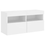 vidaXL Ensemble de meubles TV muraux 7 Pièces avec lumières LED blanc