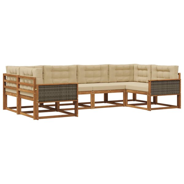 vidaXL Ensemble de canapés d'extérieur 6 pc Naturel et Beige