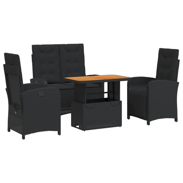 vidaXL Ensemble à manger de jardin 4 Pièces avec coussins noir