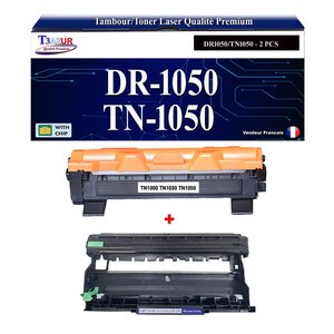 Kit Tambour+Toner compatible avec Brother TN1050  DR1050 pour Brother DCP1510  DCP1512  DCP1610W  DCP1612W  - T3AZUR