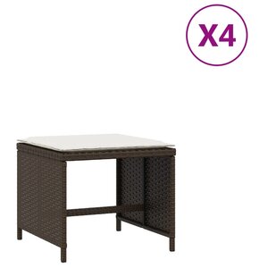 vidaXL Tabourets de jardin avec coussins 4Pièces marron 40x40x35 cm rotin