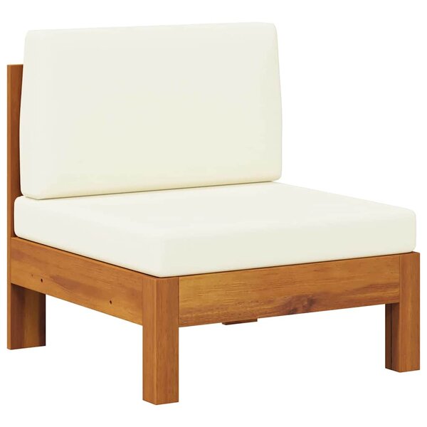 vidaXL Canapé central avec coussins blanc crème Bois d'acacia solide