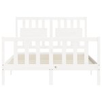 vidaXL Cadre de lit avec tête de lit blanc 140x190 cm bois massif