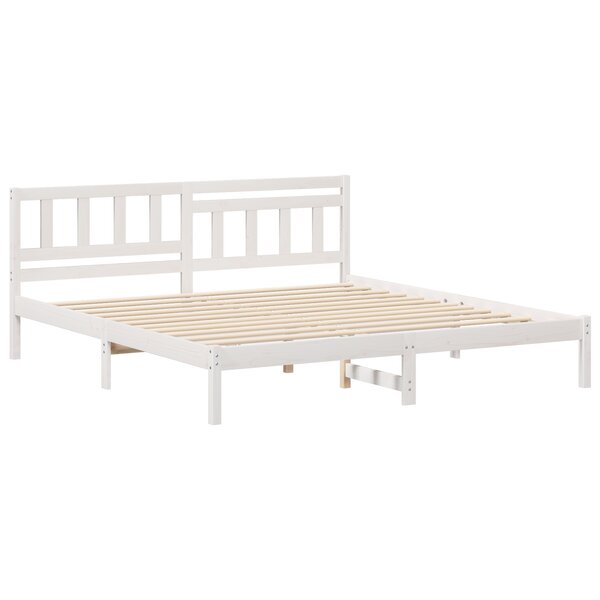 vidaXL Cadre de lit Blanc 200 x 200 cm Bois massif en pin