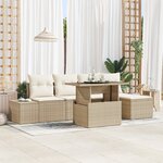 vidaXL Ensemble de canapé de jardin 6 pièces avec coussins beige en poly rotin