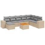 vidaXL Salon de jardin avec coussins 9 Pièces beige résine tressée
