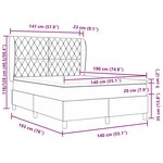 vidaXL Lit à ressorts avec matelas gris clair 140 x 190 cm en velours