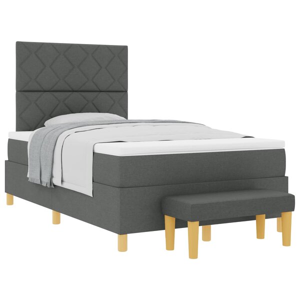 vidaXL Lit à ressorts avec matelas Gris foncé 120 x 200 cm tissu