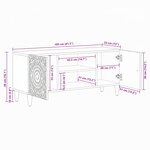 vidaXL Meuble TV Blanc 105 x 33 5 x 46 cm Bois de mangue massif