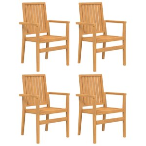 vidaXL Chaises de jardin empilables lot de 4 56 5x57 5x91 cm bois teck