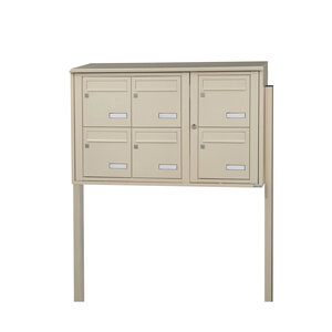 Bloc collectif Leabox  3x2  grade 3  simple face  extérieur  fixation sur pieds à sceller   ivoire ral 1015  finition brillante