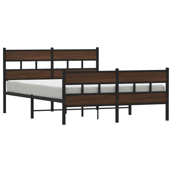 vidaXL Cadre de lit en métal sans matelas chêne marron 150x200 cm