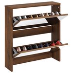 vidaXL Armoire à chaussures miroir à 2 niveaux Chêne marron 63x17x67cm