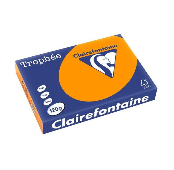 Ramette 250 Feuilles Papier 120g A4 210x297 mm Certifié FSC orange vif TROPHÉE