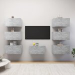 vidaXL Meubles TV 7 Pièces Gris béton 30 5x30x60 cm Bois d'ingénierie