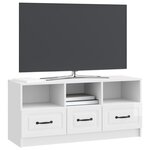 vidaXL Meuble TV Blanc brillant 102 x 34 5 x 47 cm Bois d'ingénierie