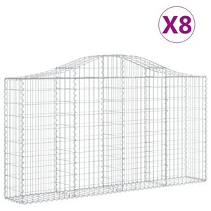 vidaXL Paniers à gabions arqués 8 Pièces 200x30x100/120 cm Fer galvanisé