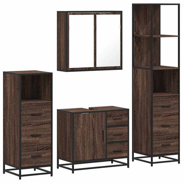 vidaXL Ensemble de meubles de salle de bain 4 Pièces chêne marron