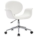 Chaise fauteuil siège pivotante de bureau informatique étude similicuir blanc 02_0024086