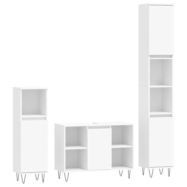 vidaXL Ensemble de meubles salle de bain 3 Pièces blanc bois d'ingénierie