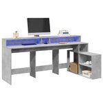 vidaXL Bureau et lumières LED gris béton 200x104x91cm bois ingénierie