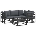 vidaXL Ensemble de canapé de jardin avec coussin 5 Pièces Noir Aluminium